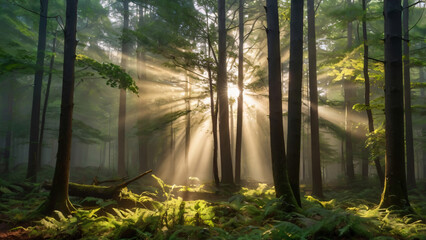 misty morning in the forest