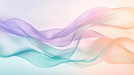 Smooth gradients of soft lavender, pale peach, and light teal, with dynamic abstract waves forming an elegant and calming background.