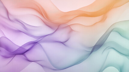 Obraz premium Smooth gradients of soft lavender, pale peach, and light teal, with dynamic abstract waves forming an elegant and calming background.