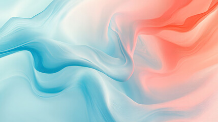 Obraz premium Smooth gradients of soft pastel blue and coral, with dynamic, flowing abstract lines creating a soothing, energetic background.