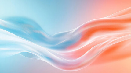 Fototapeta premium Smooth gradients of soft pastel blue and coral, with dynamic, flowing abstract lines creating a soothing, energetic background.