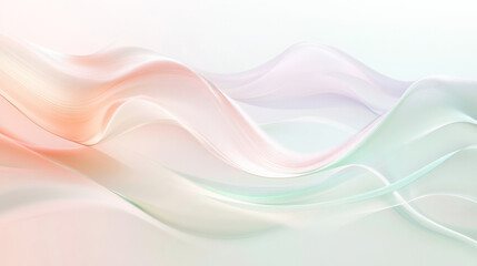Soft pastel waves in light peach, lavender, and mint green, forming dynamic, flowing shapes that create a calm, abstract background.
