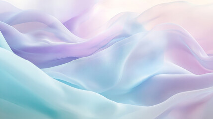 Obraz premium Soft pastel waves of pale lavender, light mint, and sky blue, forming dynamic, flowing shapes that create a serene, abstract composition.