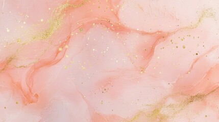 Abstract pink and gold marbled background with a soft, fluid texture.