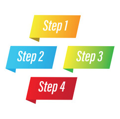 Progress steps colorful ribbon set