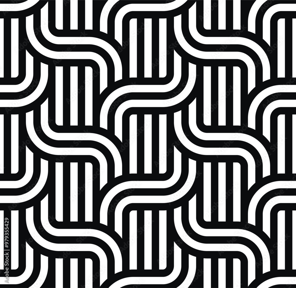 Poster Vector seamless pattern. Modern stylish texture. Repeating geometric background. Striped hexagonal grid. Bold graphic design. Can be used as swatch for illustrator.