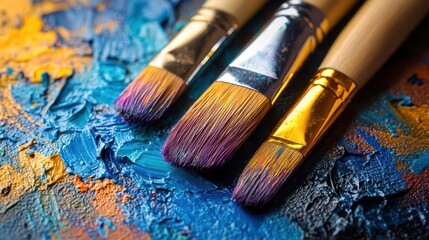 Creative hobbies with art supplies and projects, colorful style, close-up, sharp focus, vibrant colors, high detail