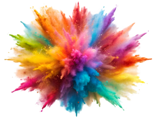 Explosion splash of colorful powder with freeze isolated on transparent background