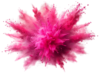 Explosion splash of pink powder isolated on transparent background