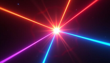 Obraz premium a laser light in the dark sky with a bright beam