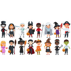 Cartoon cute halloween kids in trick or treat