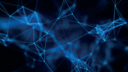 Abstract background with connecting dots and lines. Network connection structure. Plexus effect. 3d Vector illustration.