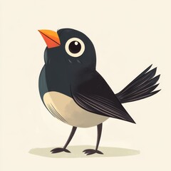 Naklejka premium Cartoon illustration of a cute little bird with big eyes.