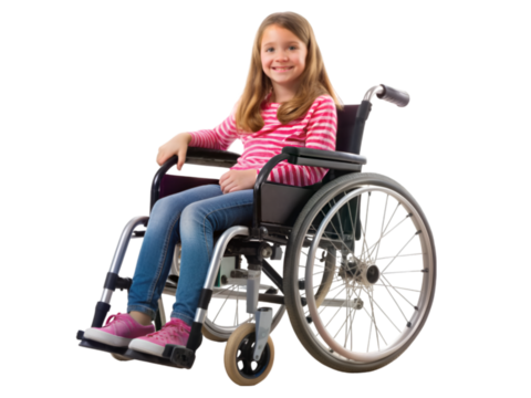 Girl on wheelchair isolated on transparent background - Powered by Adobe