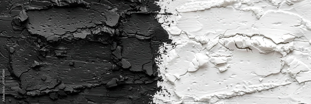 Aufkleber the artwork features a bold division of black and white paint, revealing intricate textures and patt