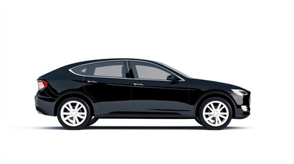Fototapeta premium A Black Hatchback Car Parked On White Surface