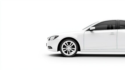 Fototapeta premium Sleek White Car Under Pristine Blue Sky
