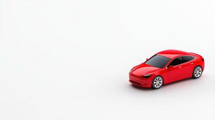 Fototapeta premium Vibrant Red Hatchback on White Road
