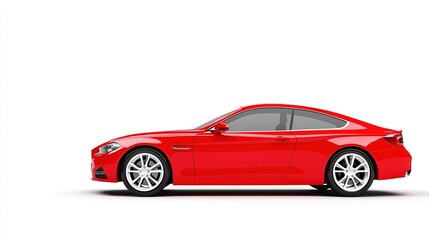 Obraz premium Sleek Red Car on White Background