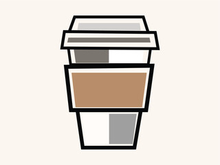 Paper coffee cup flat vector art illustration.