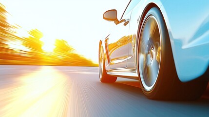 Fototapeta premium Dynamic City Street Scene at Sunset