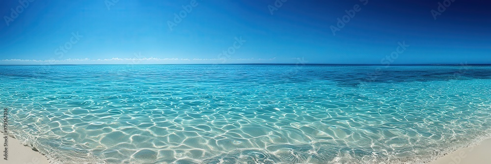 Poster the calming turquoise sea reflects the sunlight, creating shimmering patterns on the water's surface