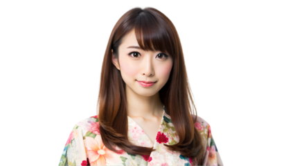 Japanese supermodel isolated on transparent background