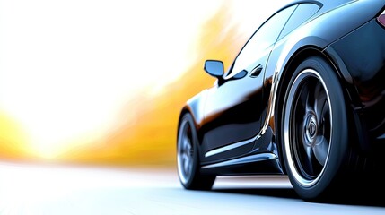 Sleek Black Sports Car in Motion
