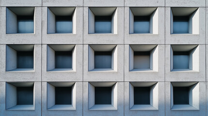 Modern building facade showing square concrete pattern