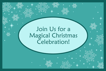 Invitation to a holiday. Join us for a magical Christmas celebration. Postcard. Merry Christmas card