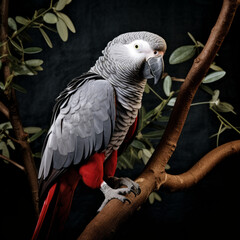 Obraz premium African Grey Parrot, Intelligent Exotic Parrot, Wildlife Photography