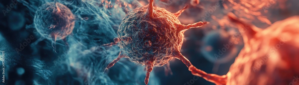 Poster colorful abstract representation of microorganisms showcasing the complexity and diversity of cellul
