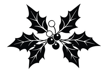 Elegant Christmas Line Art Holly Vector Illustration Perfect for Holiday Designs