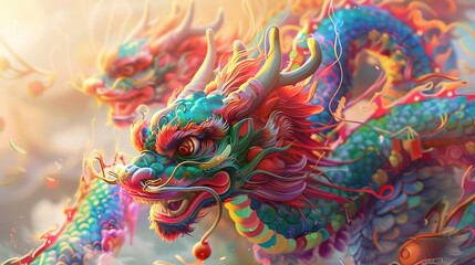 Fototapeta premium Dragon dance for chinese new year