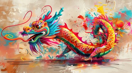 Dragon dance for chinese new year