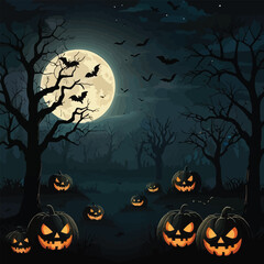 Halloween best hunted house graphic with  mid night forest horror illustration