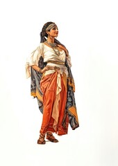Obraz premium Traditional attire woman illustration