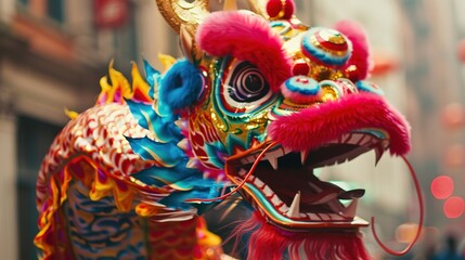 Dragon dance for chinese new year