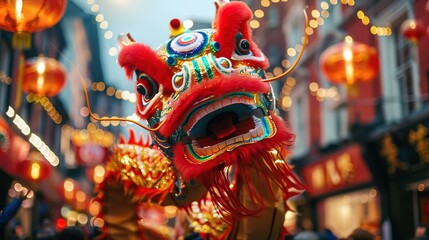 Obraz premium Dragon dance for chinese new year
