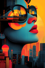 Obraz premium vibrant shopping exhibition poster with bold typography, bright colors, dynamic elements, shopper icons, and event details in an elegant layout.