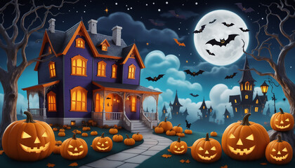 Fototapeta premium halloween background with pumpkin