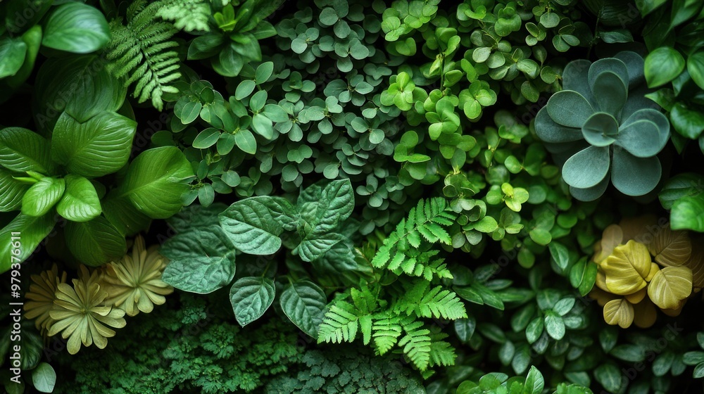 Sticker Vibrant Green Foliage Wall