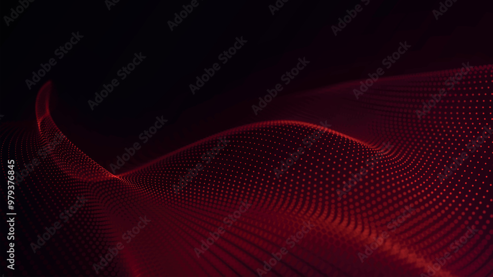 Poster futuristic point wave of particles. visualization of sound waves. technology or science banner. abst