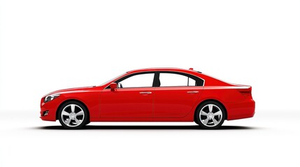 Obraz premium Sleek Red Hatchback on White Background