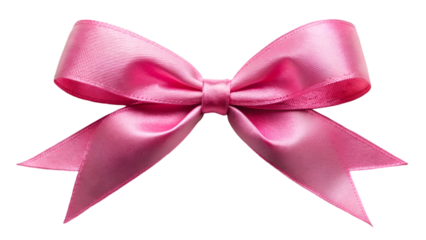 Pink ribbon bow directly from above, isolated on transparent background