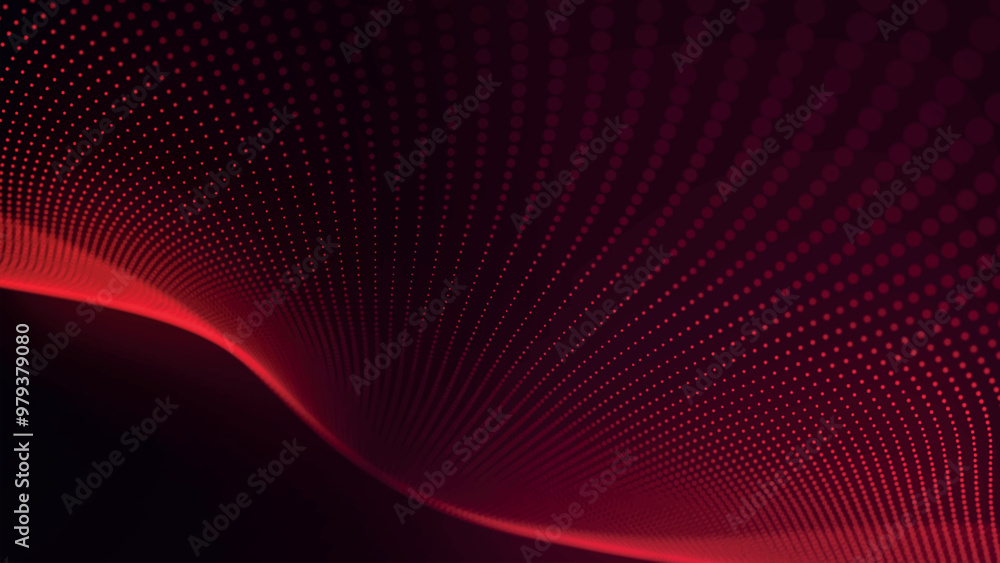 Poster futuristic point wave of particles. visualization of sound waves. technology or science banner. abst