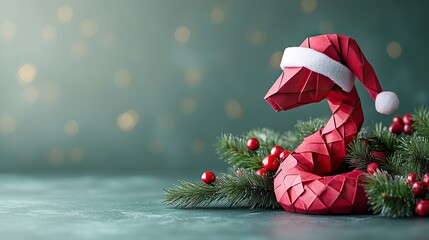 red origami paper snake 