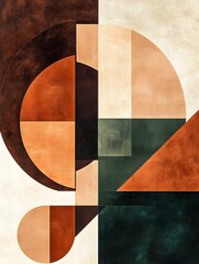 Earthy-Toned Geometric Abstract Art with Visually Impactful yet Balanced Composition