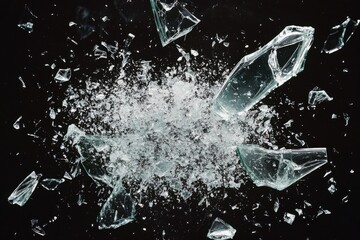 Broken Glass &ndash; Shattered Glass Suspended Mid-Air in Slow Motion for Dramatic Effect