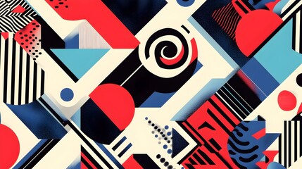 Obraz premium Seamless Loopable Abstract Geometric Pattern with Vibrant Angular Shapes and Dynamic Rhythmic Arrangement